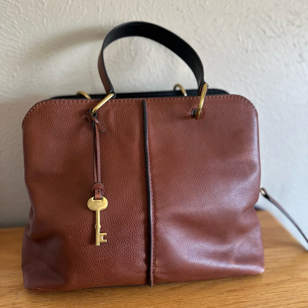 Fossil Lane Satchel - Elegant Brown Leather Handbag - Picture 6 of 6